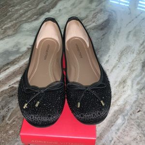EUC Adrienne Vittadini satin gemstone loafer, size 8.5.